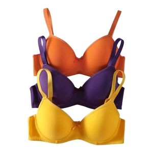 3 Pack Solid Seamless Underwire Bra Sexy Comfy Push Up Bra Breathable Fabric